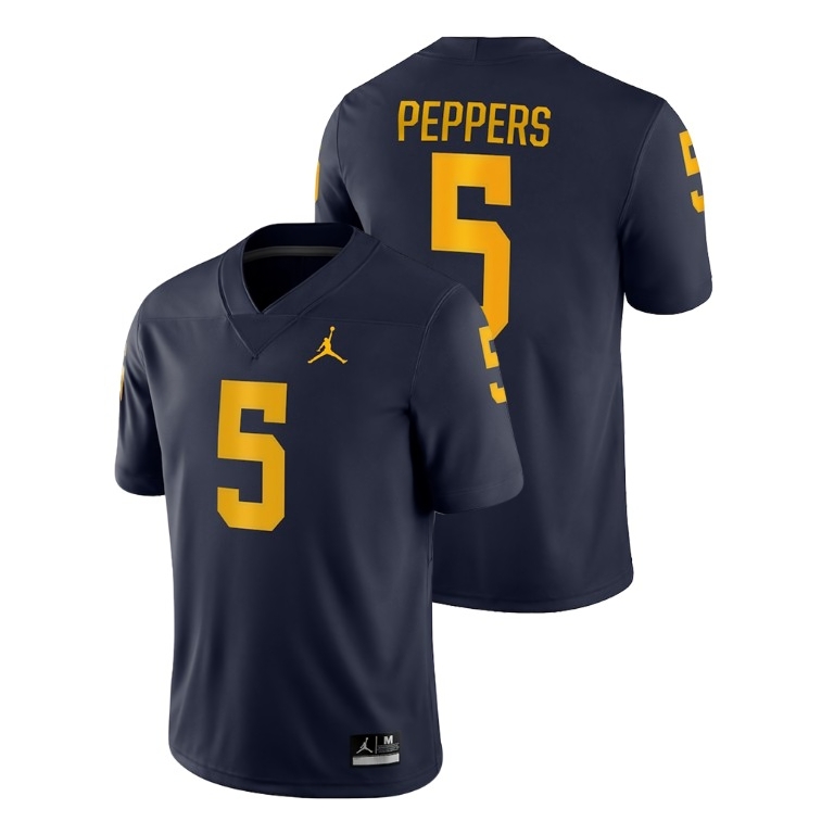 Michigan Wolverines Men's NCAA Jabrill Peppers #5 Navy Jordan Brand Game College Football Jersey FHT5449DV